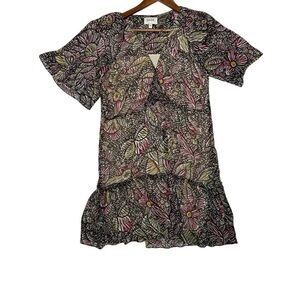 Joie Zinnia Floral Tiered Mini Dress Size Small